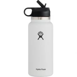 New 👏 Hydro Flask Water Bottles 32oz Wide Mouth Straw Lid 2.0 Water Bottle 🤩 -Deals Hiking & Camping Essentials Store WHI